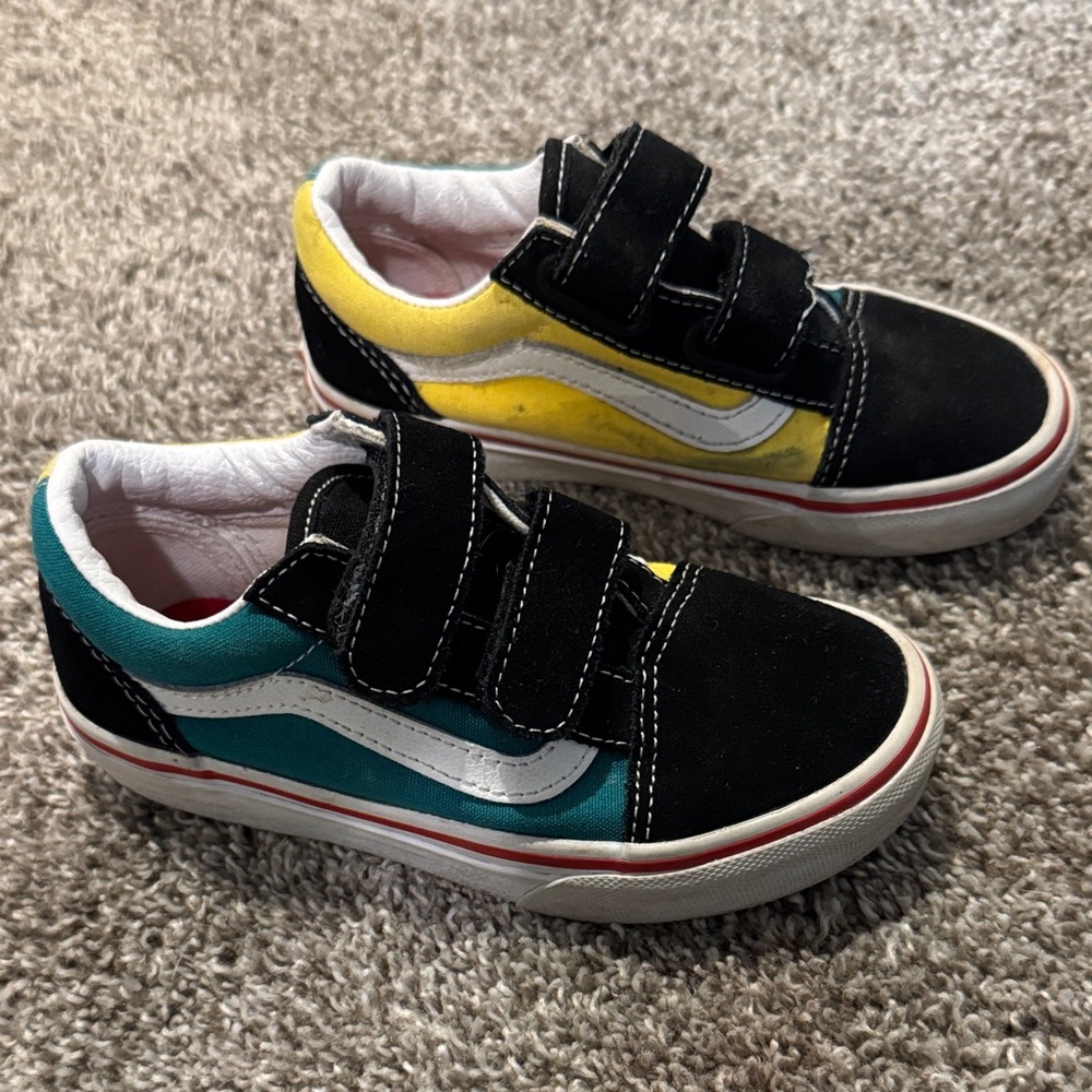 Vans Kids' Black, Yellow, and Blue Sneakers